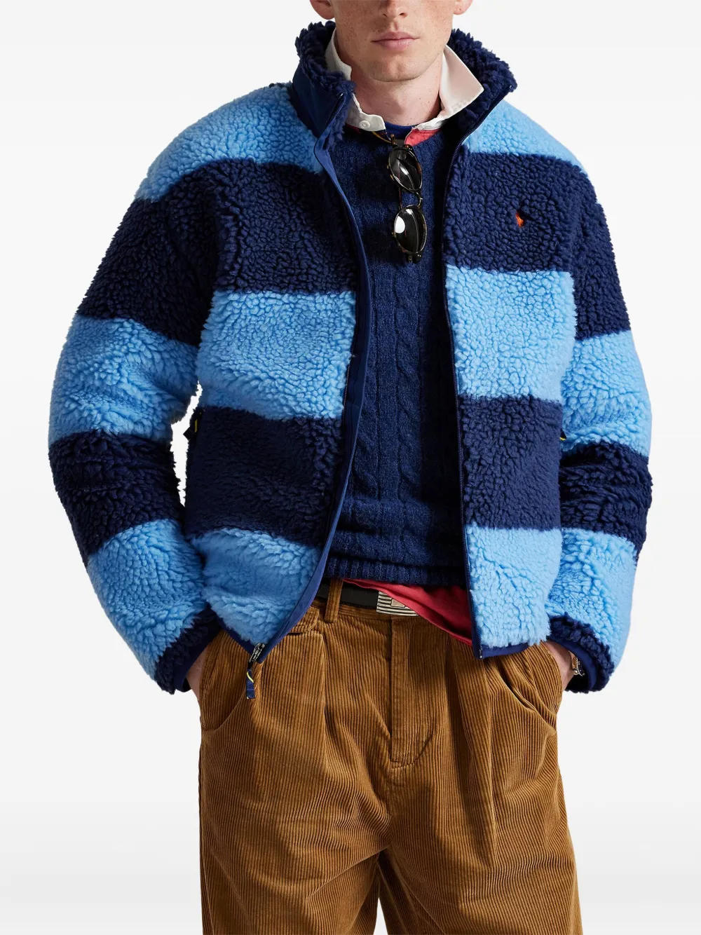 Polo Ralph Lauren Full Zip Fleece Jacket In Blue