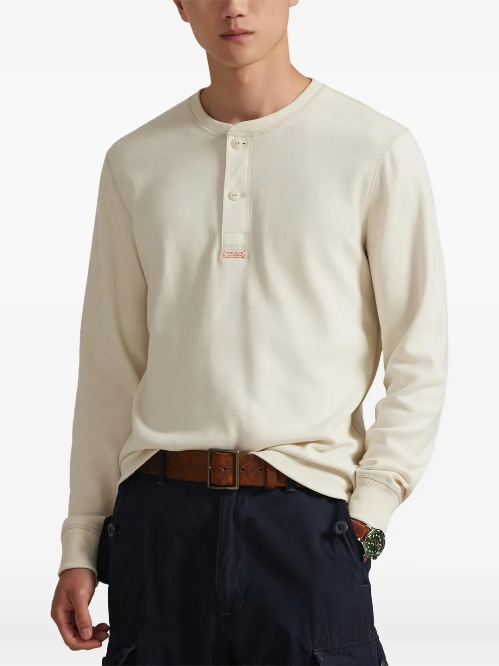 Polo Ralph Lauren Button Sweatshirt In Neutral