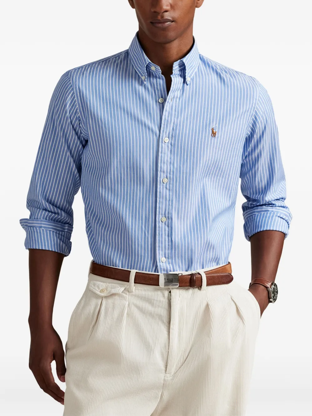 Polo Ralph Lauren Gestreept overhemd met lange mouwen Blauw