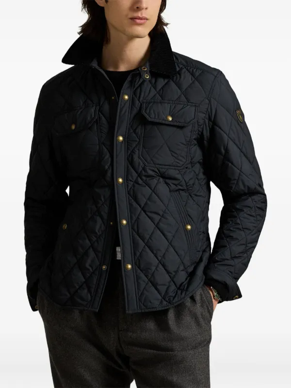 Polo Ralph Lauren corduroy-collar Quilted Jacket Black FARFETCH NZ