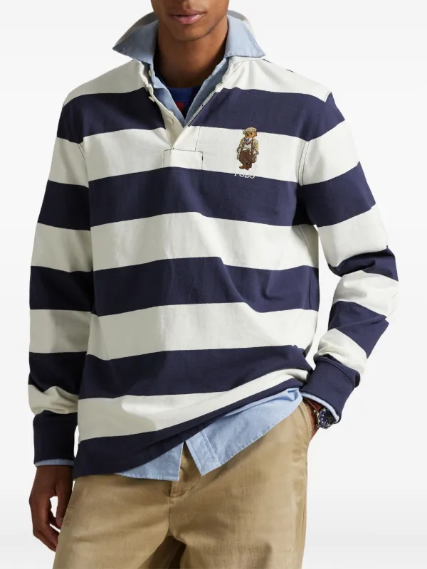 Polo Ralph Lauren Striped long-sleeve Polo Shirt Blue FARFETCH PH