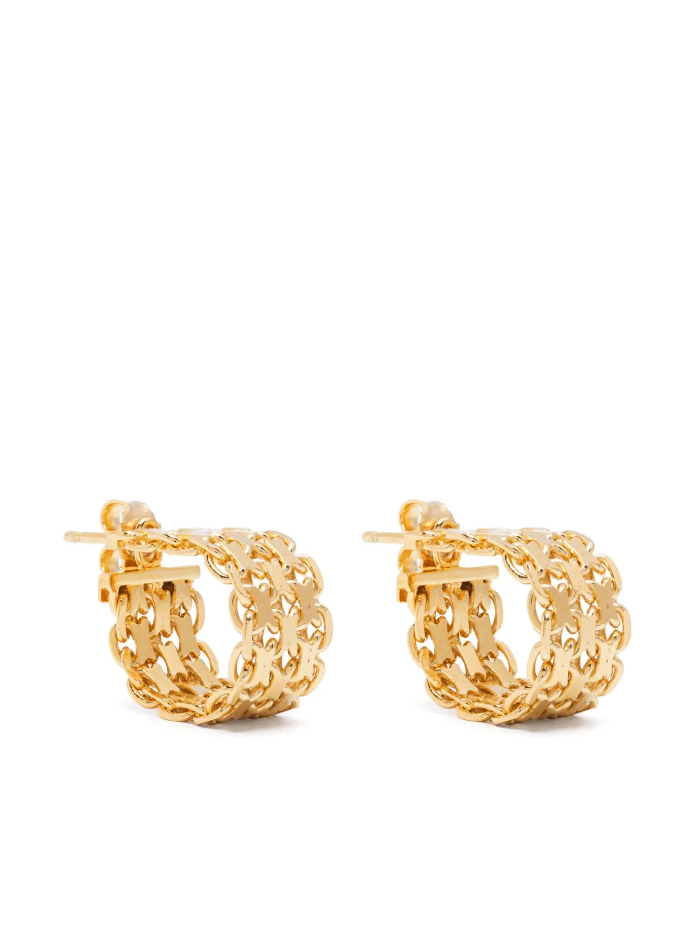 Wouters & Hendrix Stud earrings with falling chained hoops | Gold | Image 1