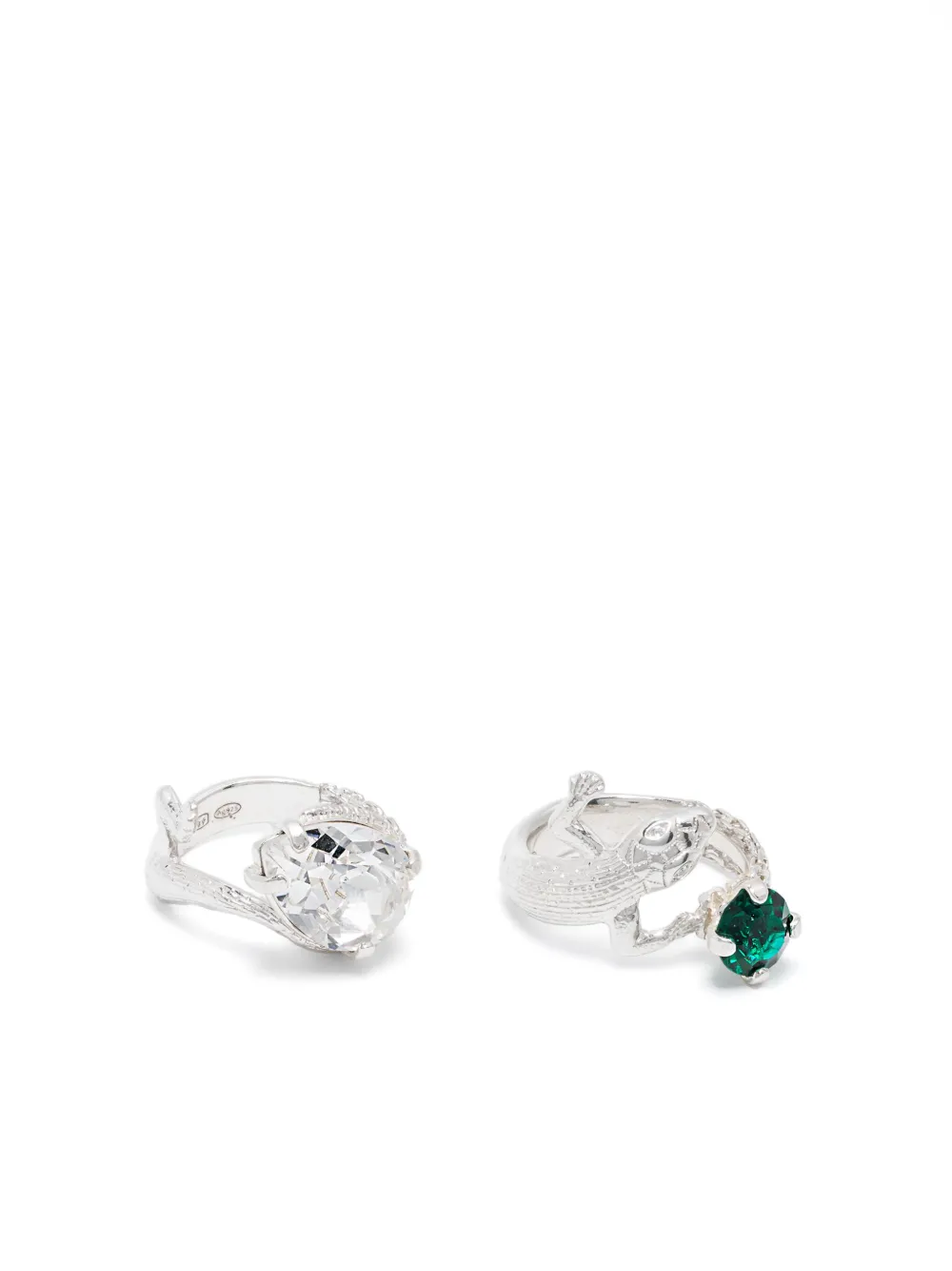 Wouters & Hendrix Statement ring ensemble with Salamander and Emerald and clear crystal | Silver | Image 1