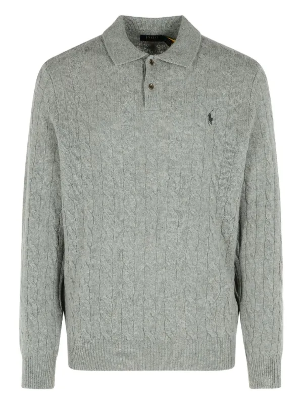 POLO RALPH LAUREN ケーブルニット グレー　L 1 POLO RALPH LAUREN セーター ニット ケーブルニット コットン