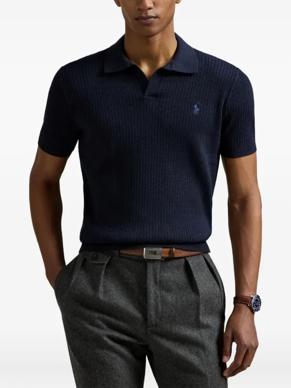 Polo Ralph Lauren Ribbed short-sleeves T-shirt | Blue | FARFETCH CA