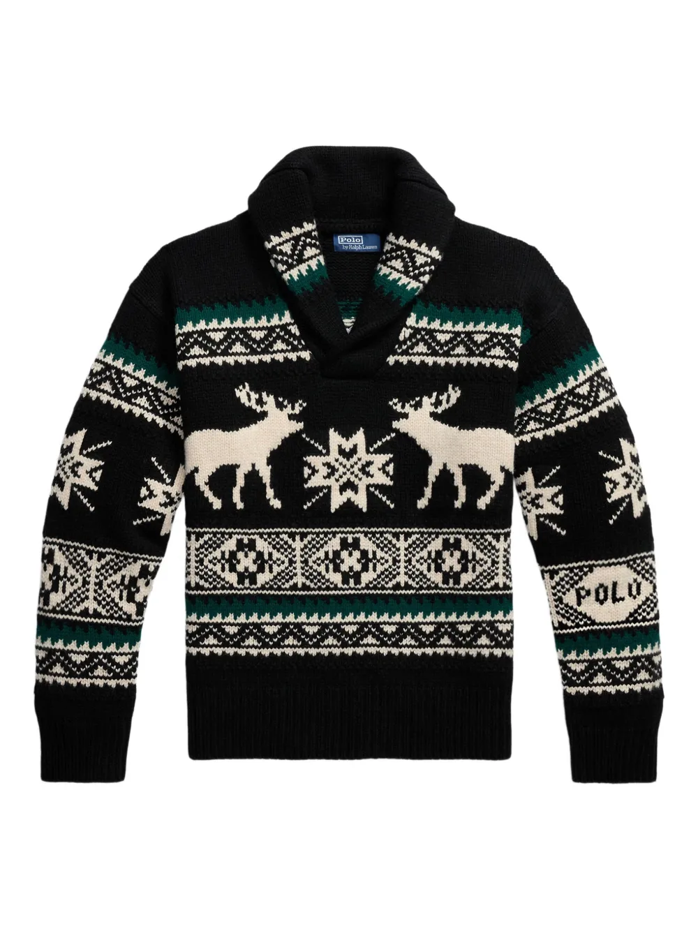Polo Ralph Lauren shawl collar patterned knitwear | Black | Image 1