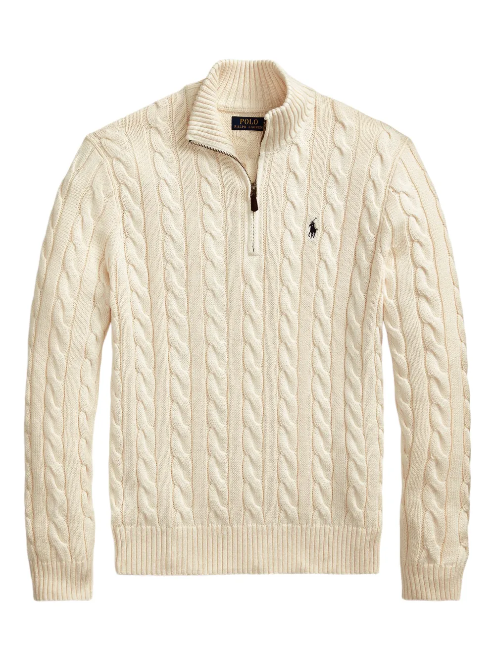 Polo Ralph Lauren Kabelgebreide trui met kwart rits Beige