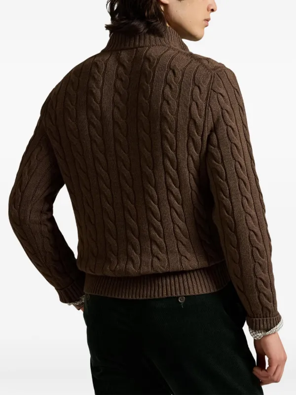 Vony Lern〈M〉ニット/ハーフジップ　ブラウン 系　ヴィンテージ ポロ ラルフ ローレン POLO RALPH LAUREN ケーブル ウールカシミヤ