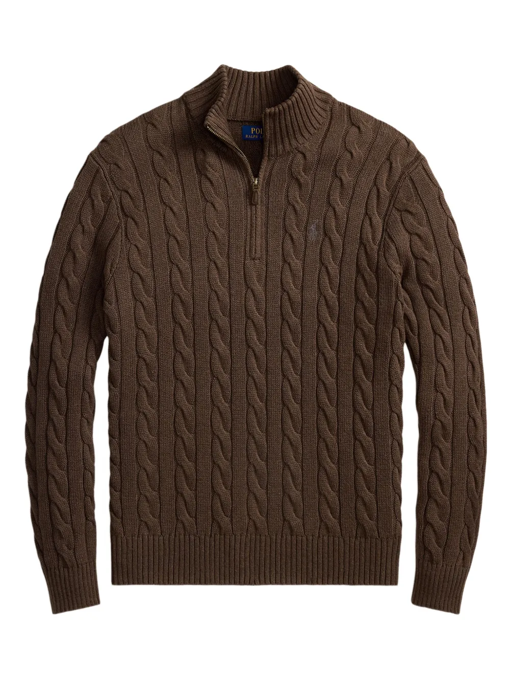 Polo Ralph Lauren ケーブルニット ハーフジップセーター - ブラウン Polo Ralph Lauren ケーブルニット ハーフジップセーター - ブラウン