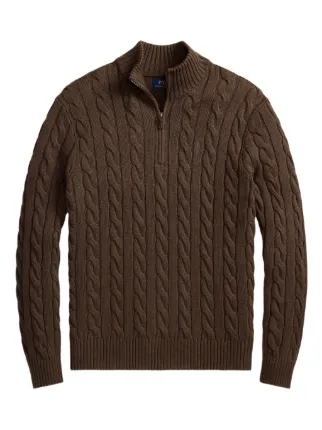 Polo Ralph Lauren ケーブルニット ハーフジップセーター | ブラウン