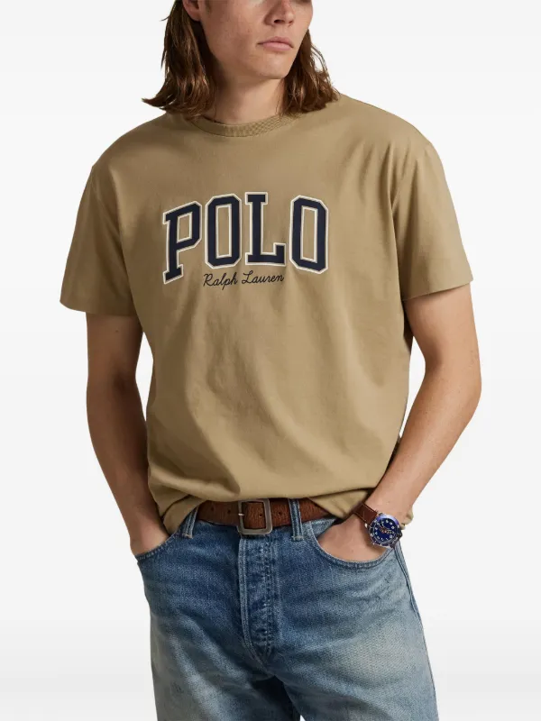 Polo Ralph Lauren logo-print crew-neck T-shirt | Neutrals | FARFETCH