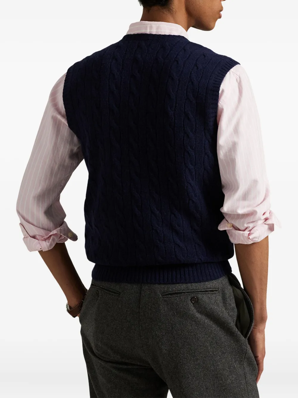 Polo Ralph Lauren Kabelgebreide mouwloze trui Blauw