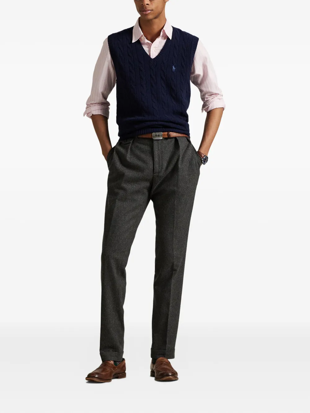 Polo Ralph Lauren Kabelgebreide mouwloze trui Blauw