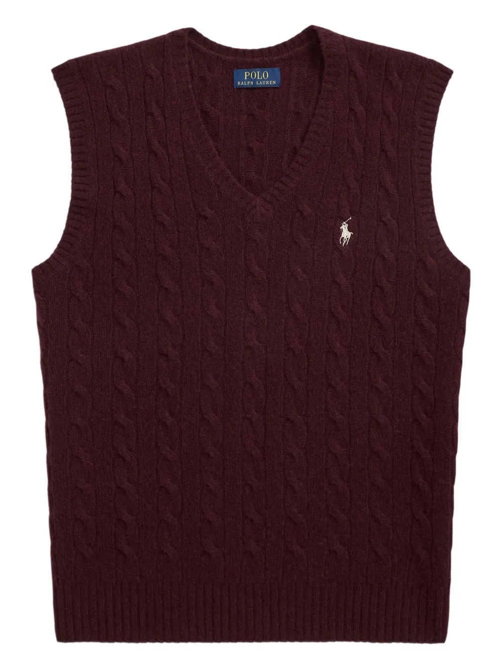 Polo Ralph Lauren Kabelgebreide mouwloze trui Bruin