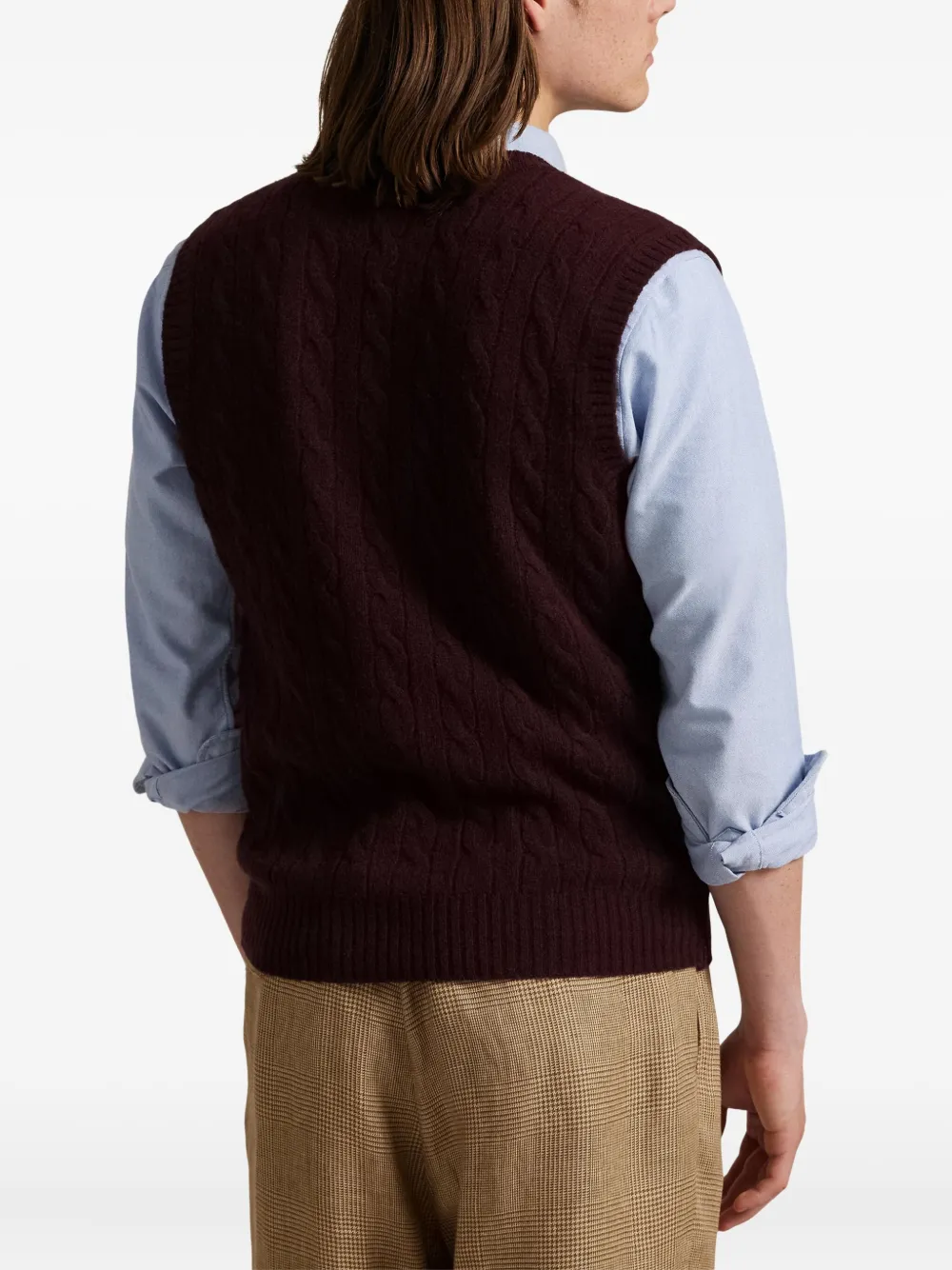 Polo Ralph Lauren Kabelgebreide mouwloze trui Bruin