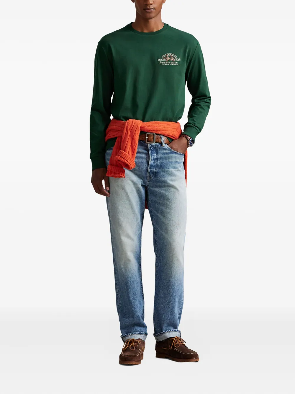 Polo Ralph Lauren T-shirt met logopatroon en lange mouwen Groen