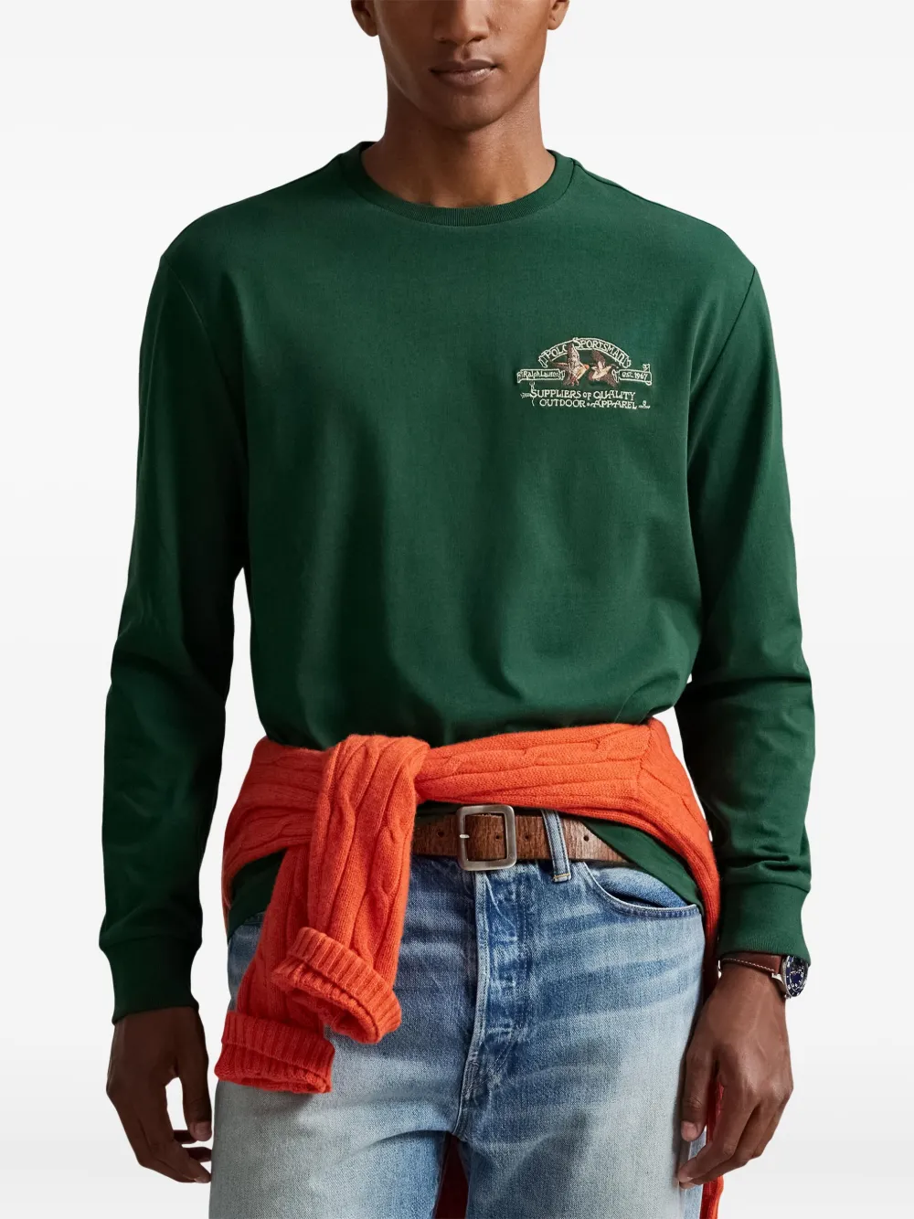 Polo Ralph Lauren T-shirt met logopatroon en lange mouwen Groen