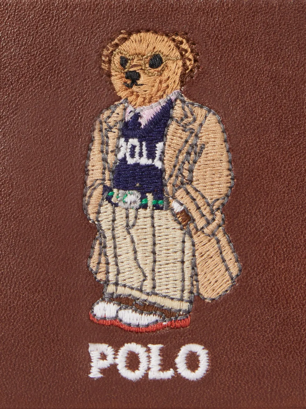 Polo Ralph Lauren Kleine leren pasjeshouder met borduurwerk Bruin