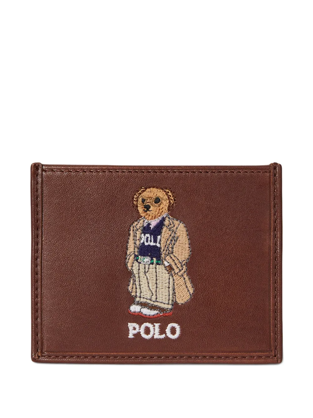 Polo Ralph Lauren Kleine leren pasjeshouder met borduurwerk Bruin