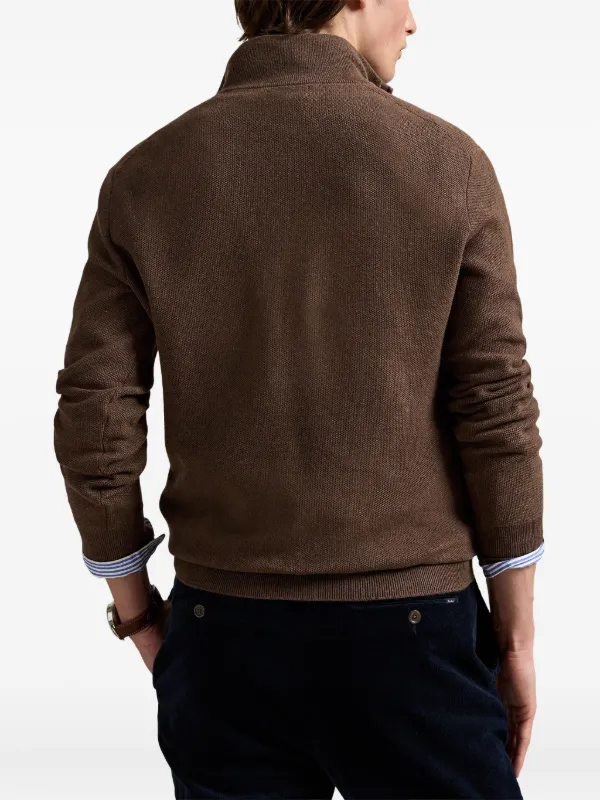 Polo Ralph Lauren quarter-zip Pullover Sweater | Brown | FARFETCH ZA
