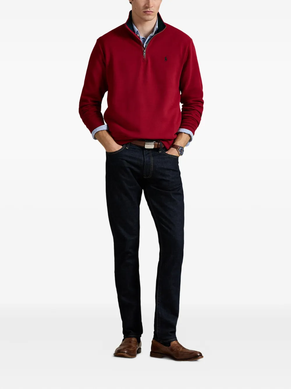 Polo Ralph Lauren ハーフジップ スウェットシャツ - レッド Polo Ralph Lauren ハーフジップ スウェットシャツ - レッド
