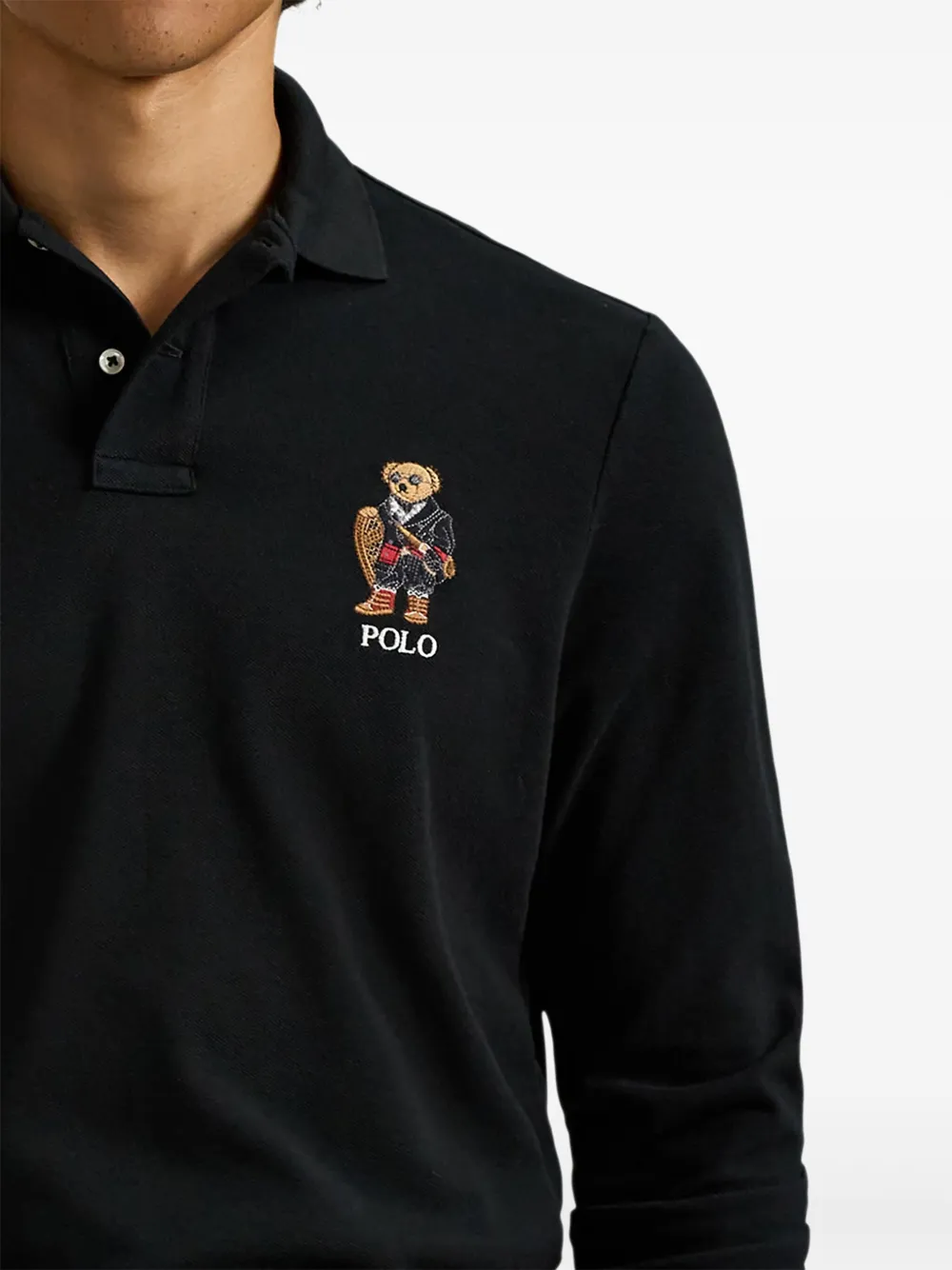 Polo Ralph Lauren Ralph Lauren Polo Bear Mesh Polo Shirt In Black
