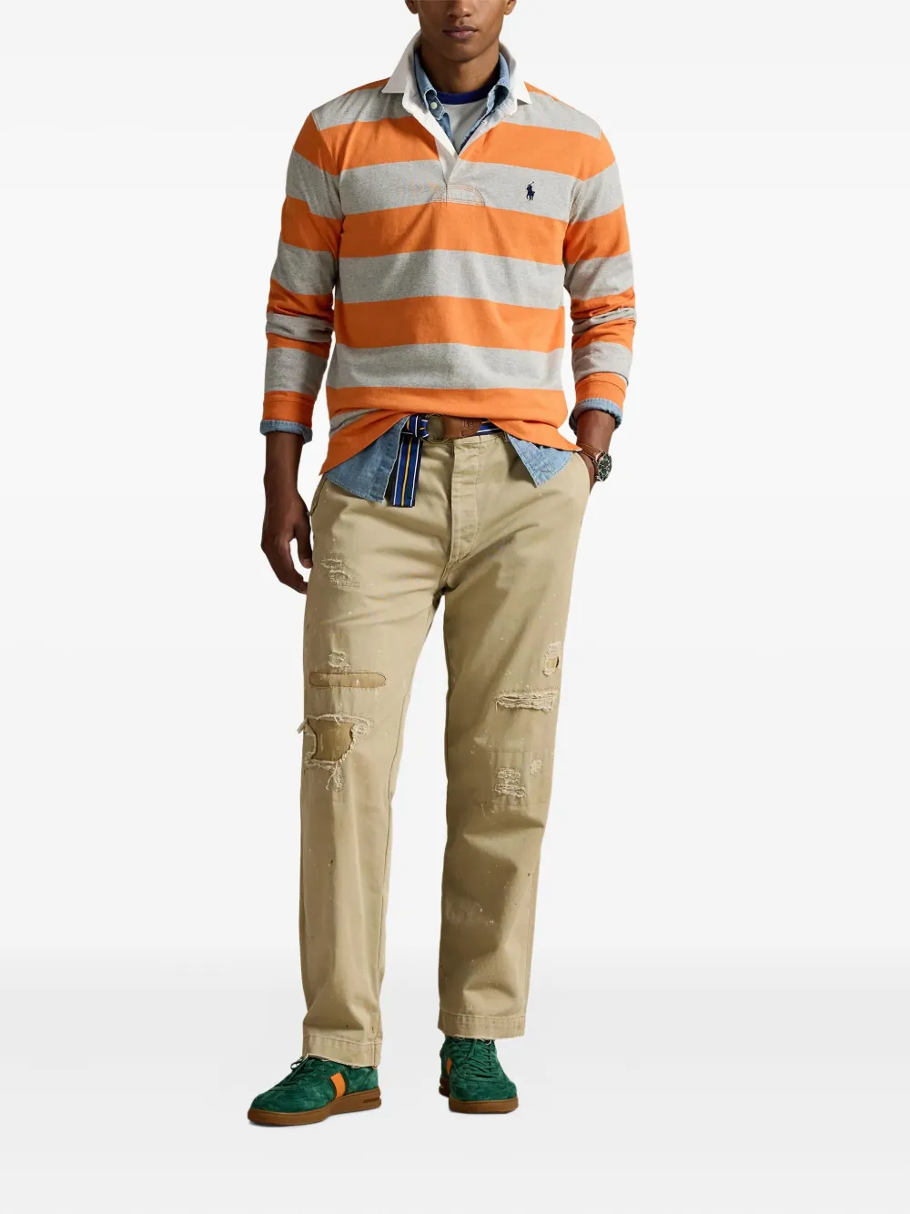 Polo Ralph Lauren Gestreept poloshirt met lange mouwen Oranje