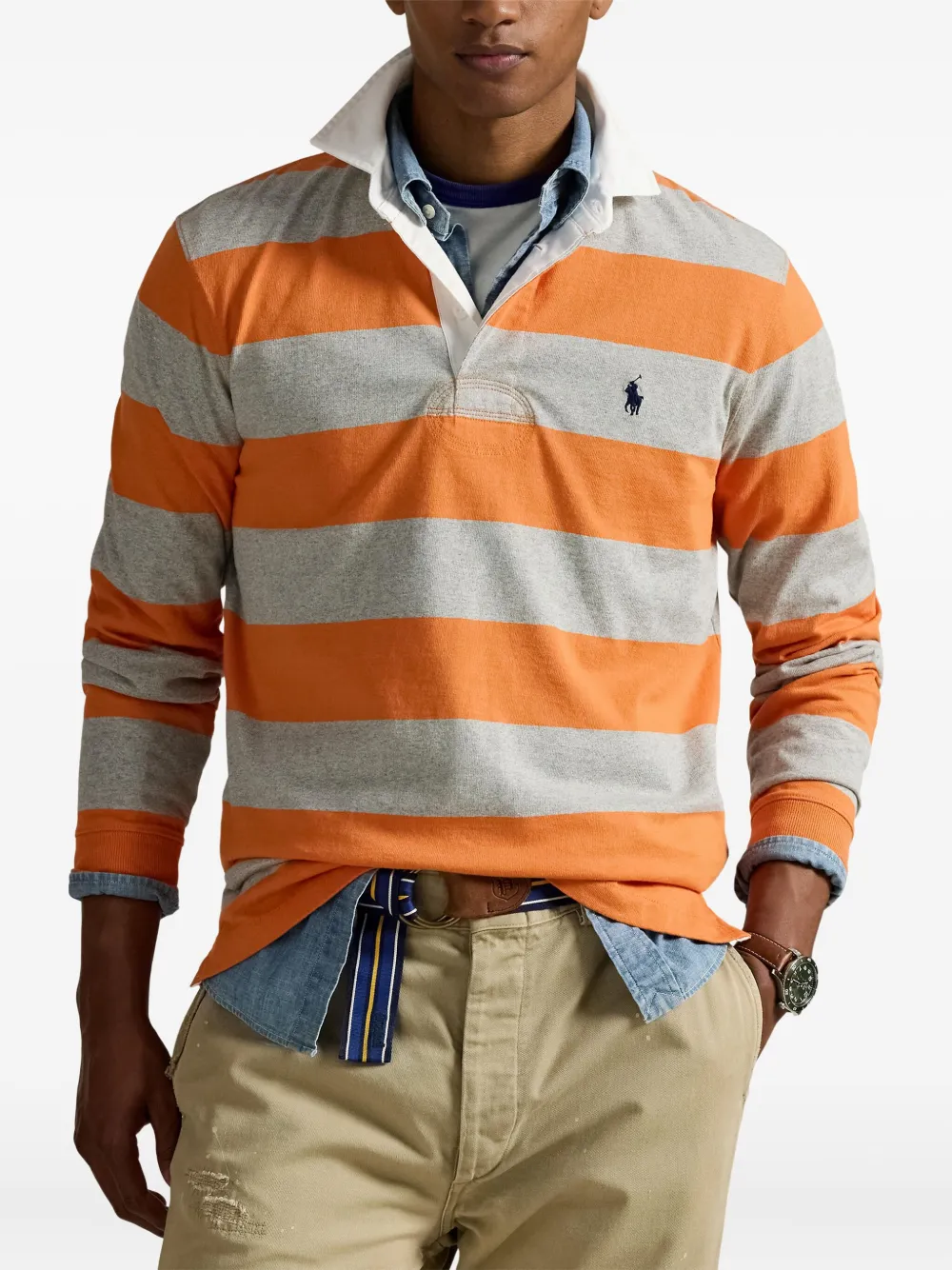Polo Ralph Lauren Gestreept poloshirt met lange mouwen Oranje