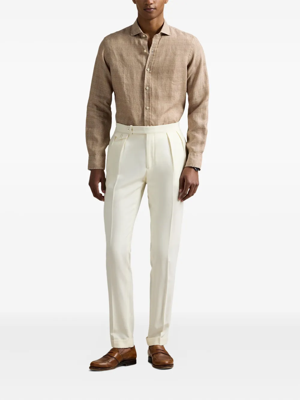 Polo Ralph Lauren Geruit linnen overhemd met print Beige