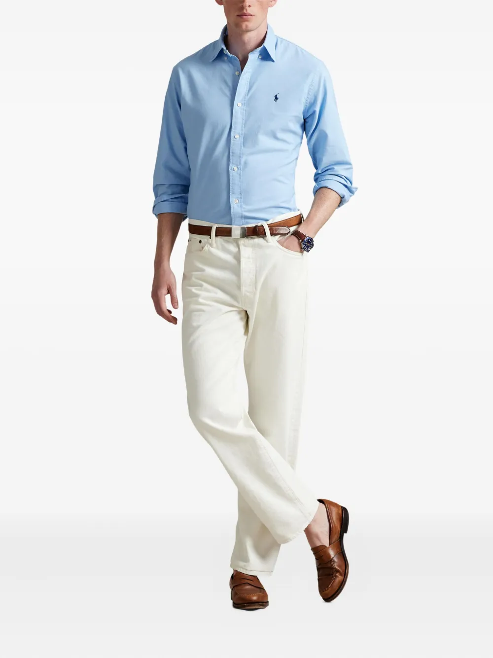 Polo Ralph Lauren Oxford overhemd met geverfd effect Blauw
