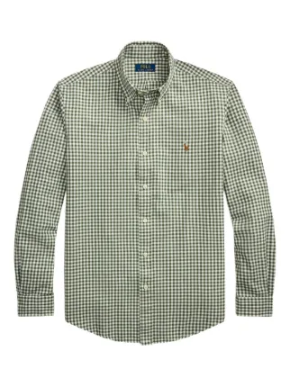 green gingham dress shirt Dark Green Gingham Check Oxford Long Sleeve Havana Shirt JBB*