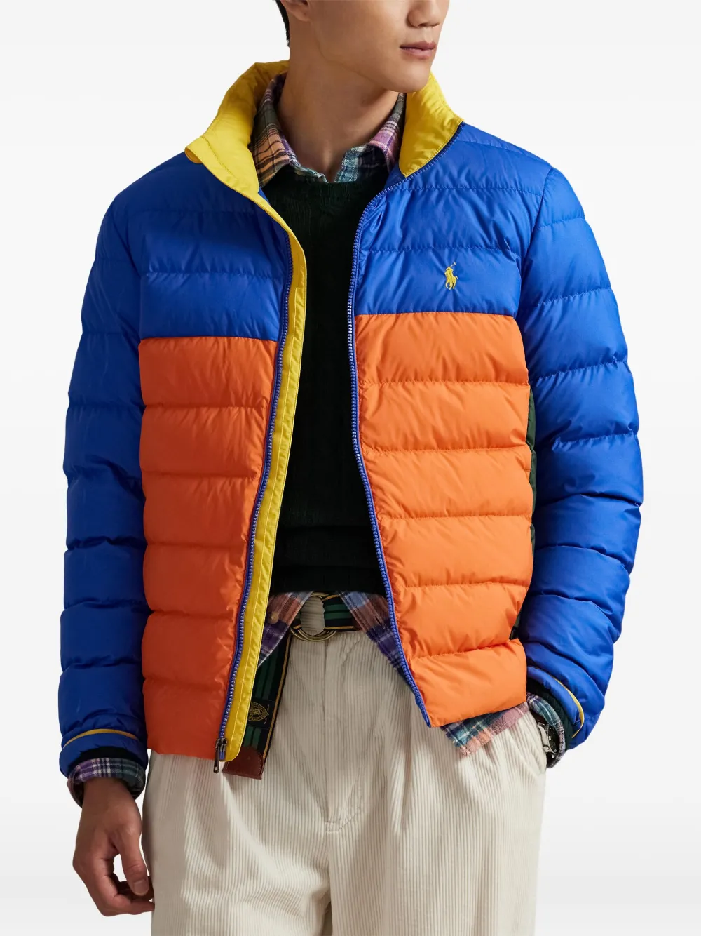 Polo Ralph Lauren Gewatteerd jack met colourblocking Blauw