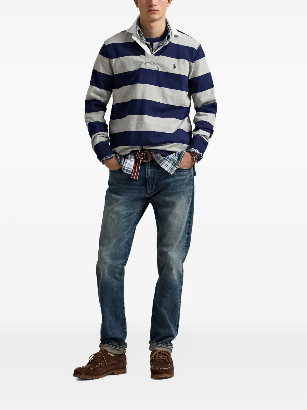 Polo Ralph Lauren The Iconic Rugby gestreept poloshirt met lange mouwen Blauw