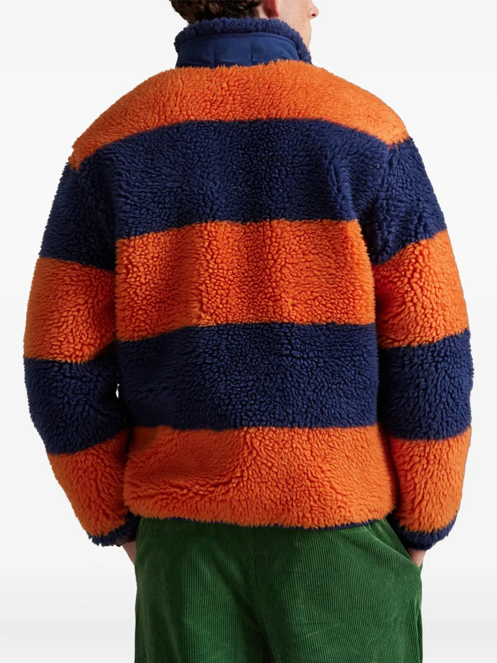 Polo Ralph Lauren Striped Fleece Jacket In Orange