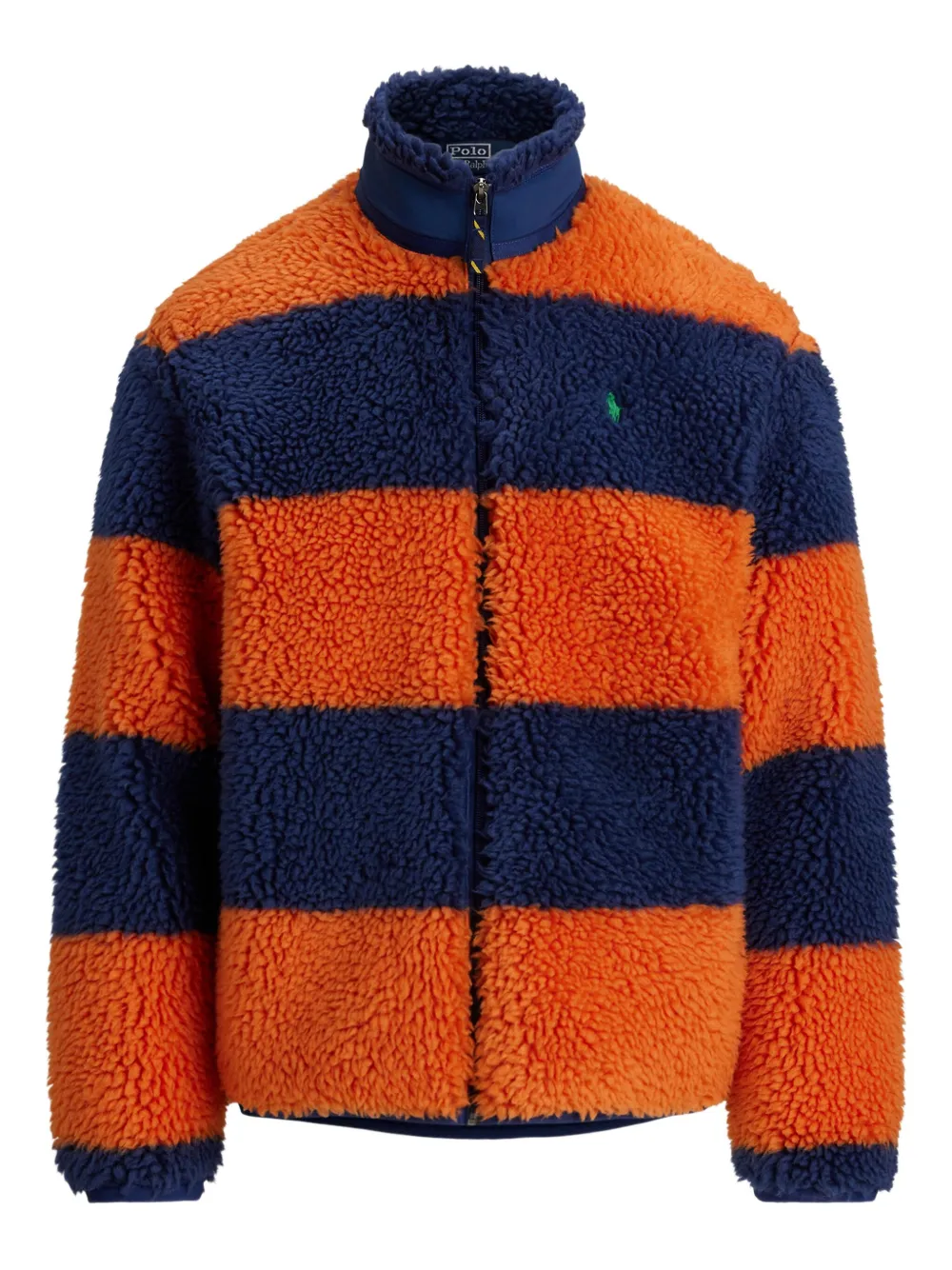 Polo Ralph Lauren Striped Fleece Jacket In Orange