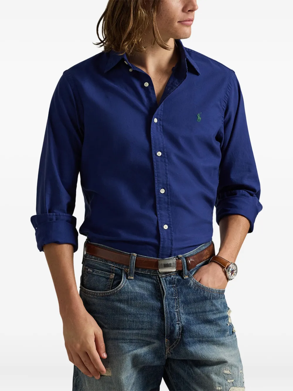 Polo Ralph Lauren Overhemd met geborduurd logo Blauw