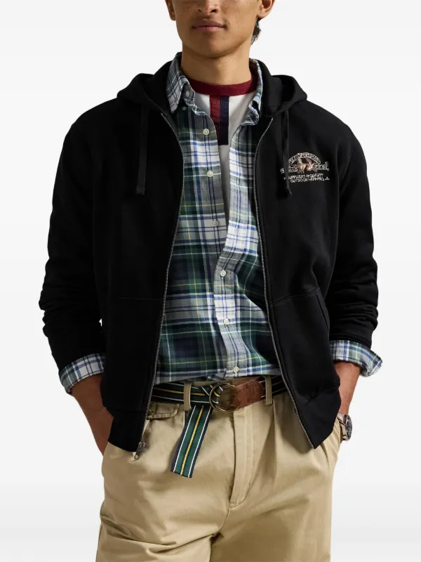 Polo Ralph Lauren ロゴ ジップアップ パーカー | ブラック | FARFETCH JP