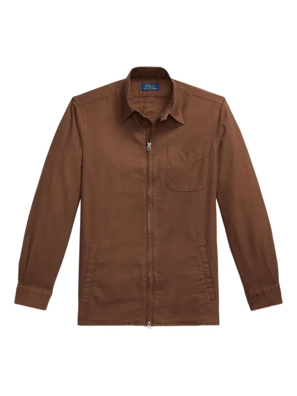Polo Ralph Lauren long-sleeve zip-front Shirt Brown FARFETCH