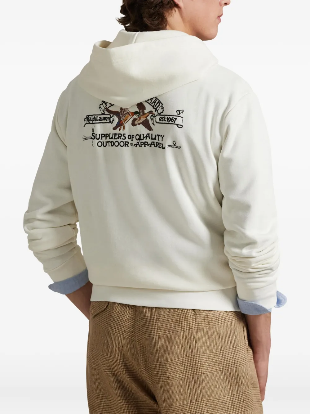 Polo Ralph Lauren Hoodie met borduurwerk en rits Wit