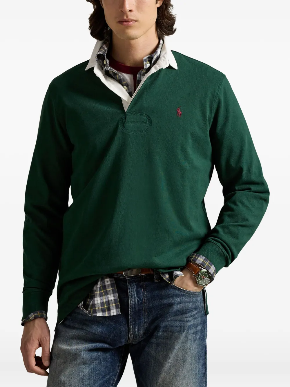 Polo Ralph Lauren The Iconic Rugby poloshirt met lange mouwen Groen