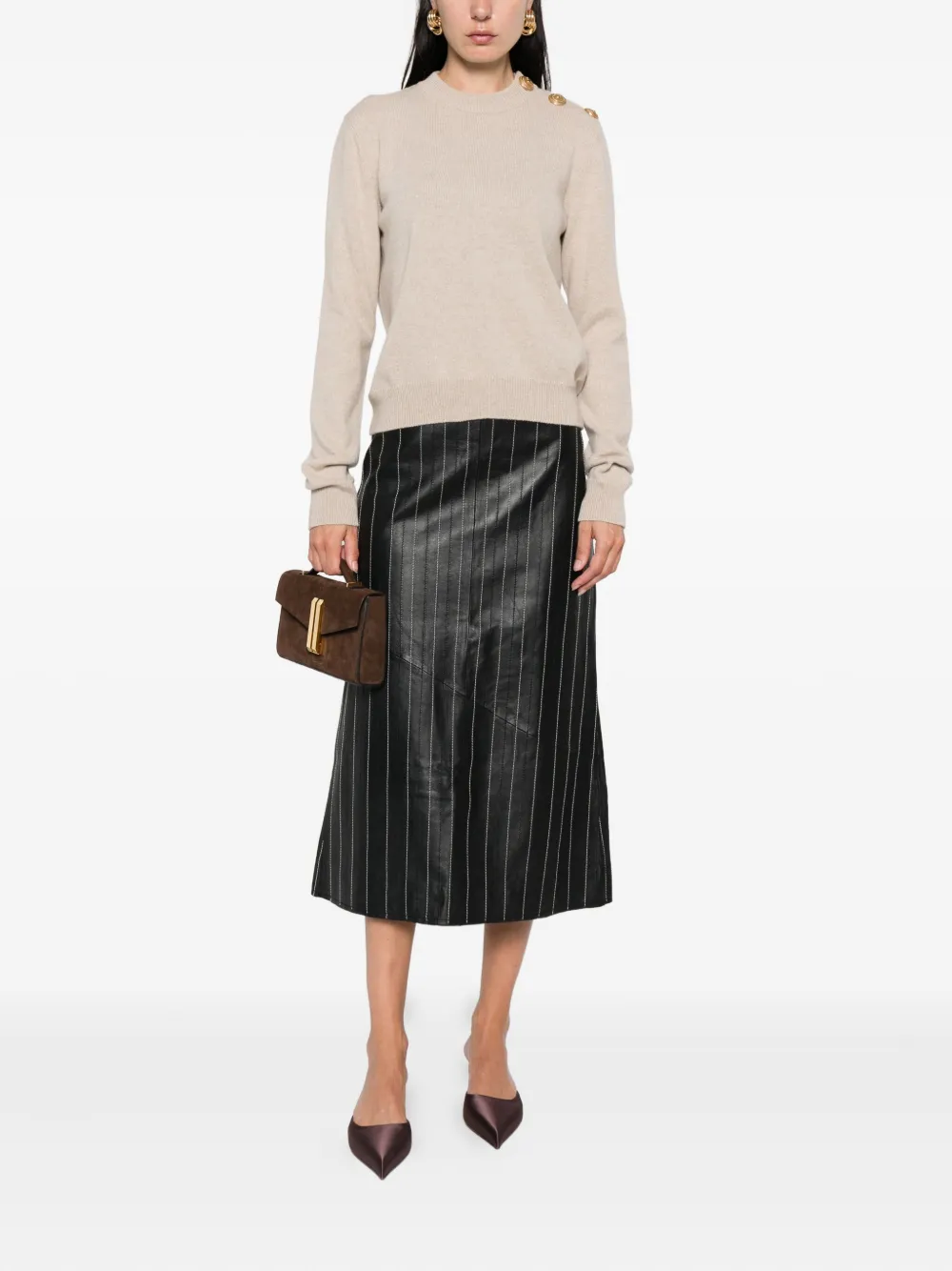 Balmain ribbed sweater Beige