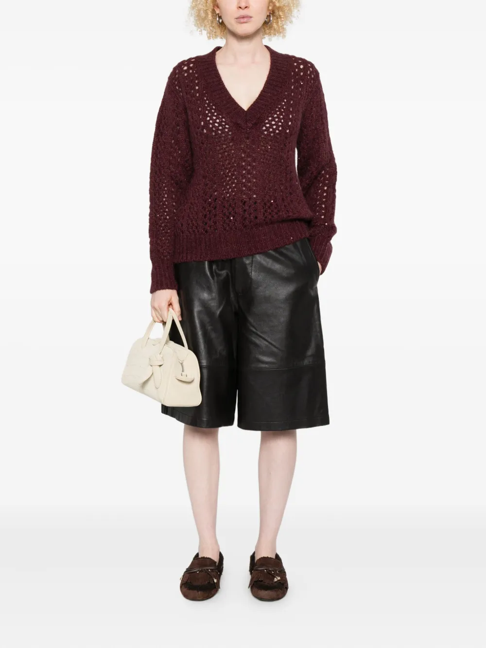 Eleventy V-neck open-knit sweater | Knitted Tops | Image 2