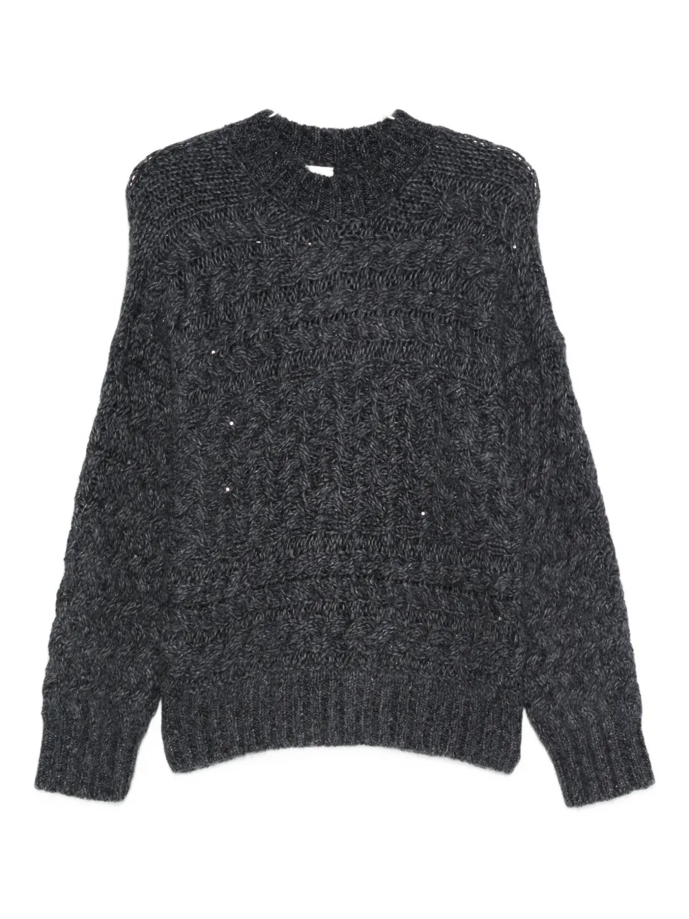 Eleventy Cable-knit Sequin-embellished Sweater In Gray