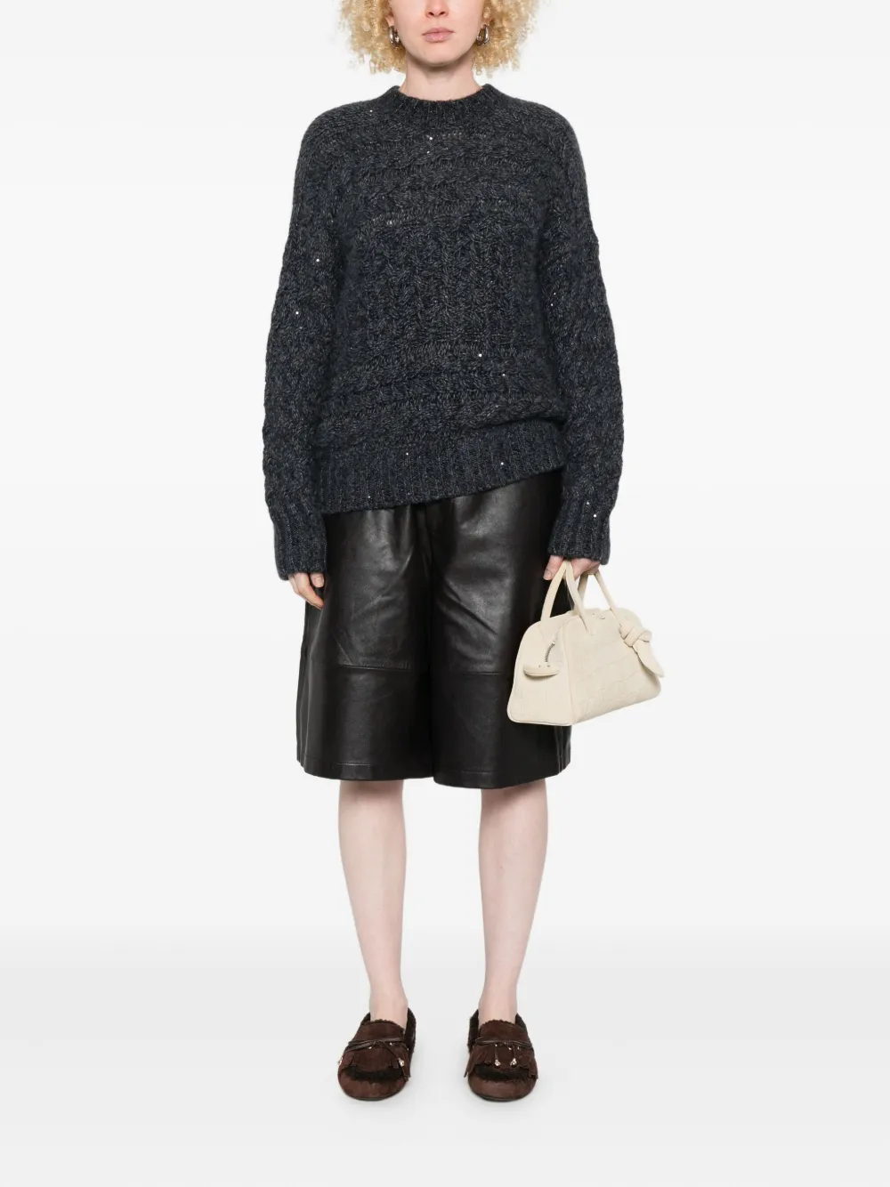 Eleventy cable-knit sequin-embellished sweater | Knitted Sweaters | Image 2