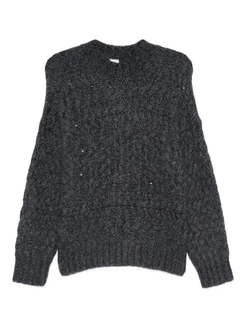 Eleventy cable-knit sequin-embellished sweater