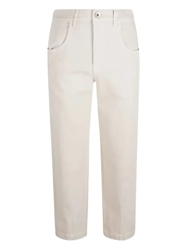 Eleventy Patch-pocket Trousers in White