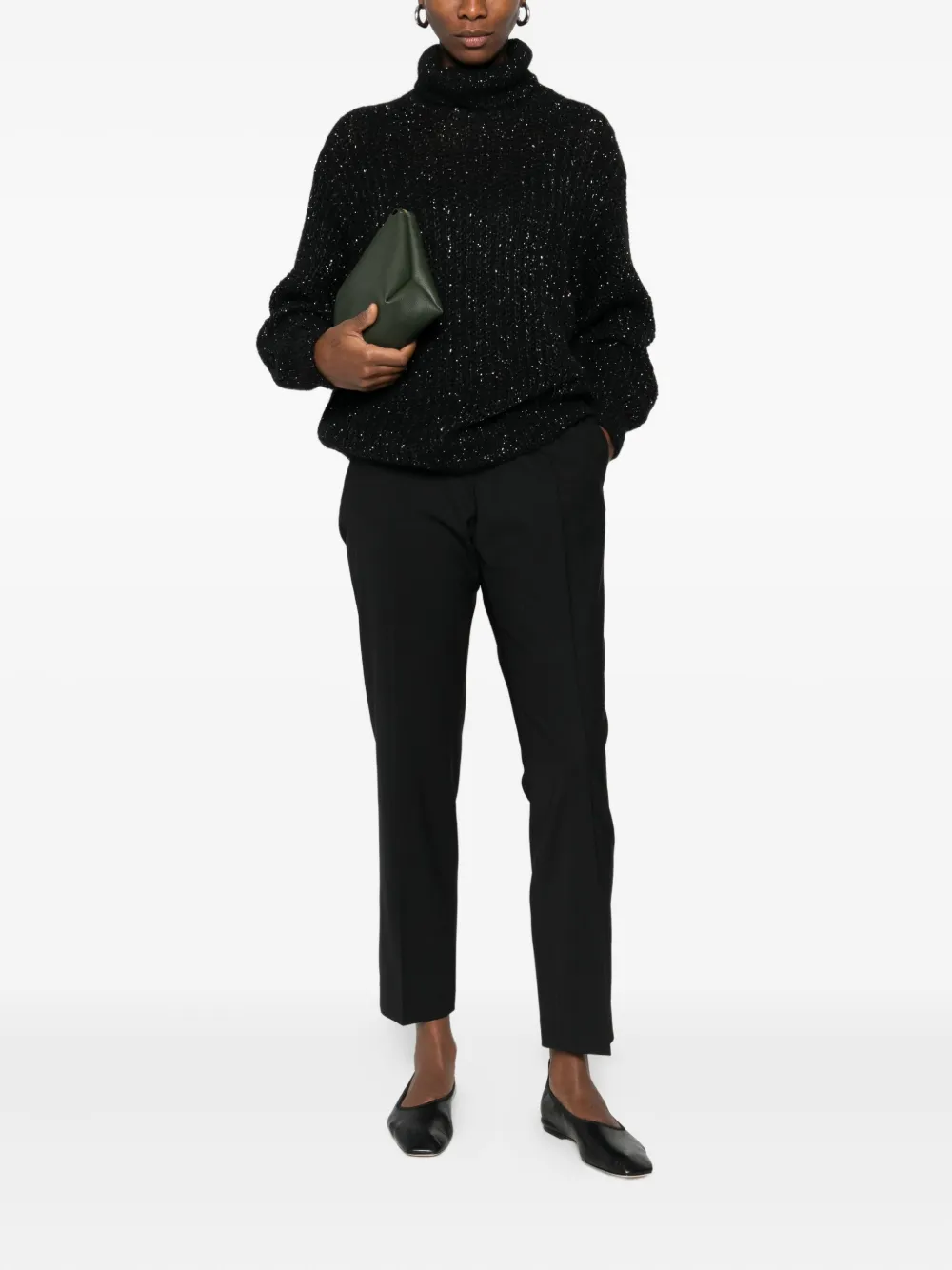 Fabiana Filippi Broek met geplooid detail - Zwart