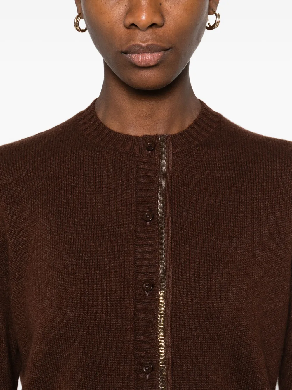 Fabiana Filippi Chain-embellished Cardigan In Brown