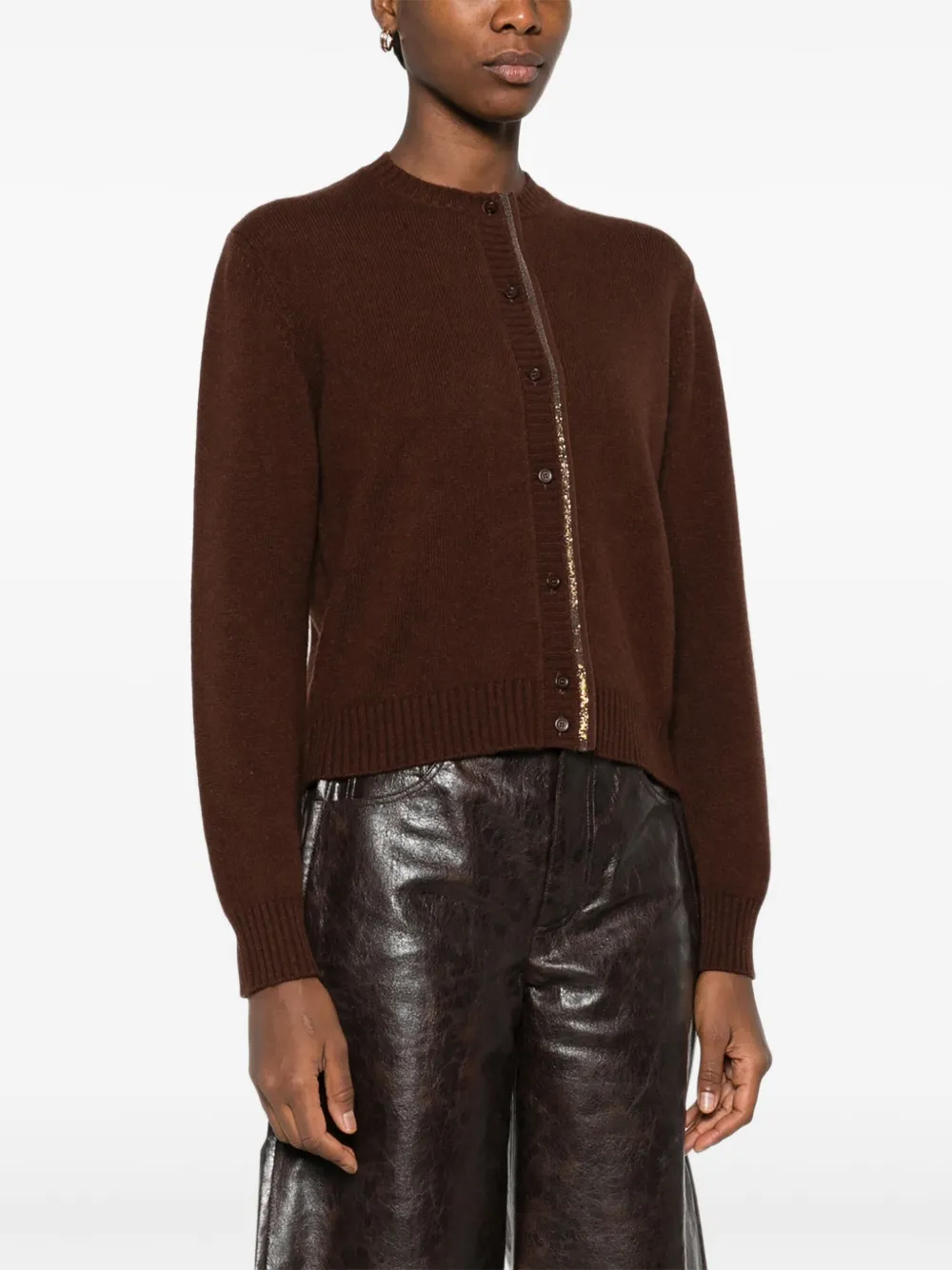 Fabiana Filippi Chain-embellished Cardigan In Brown
