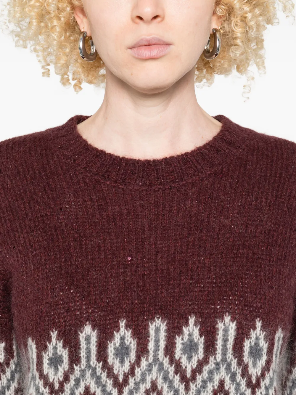 Eleventy Fairisle-pattern Crew-neck Sweater In Red